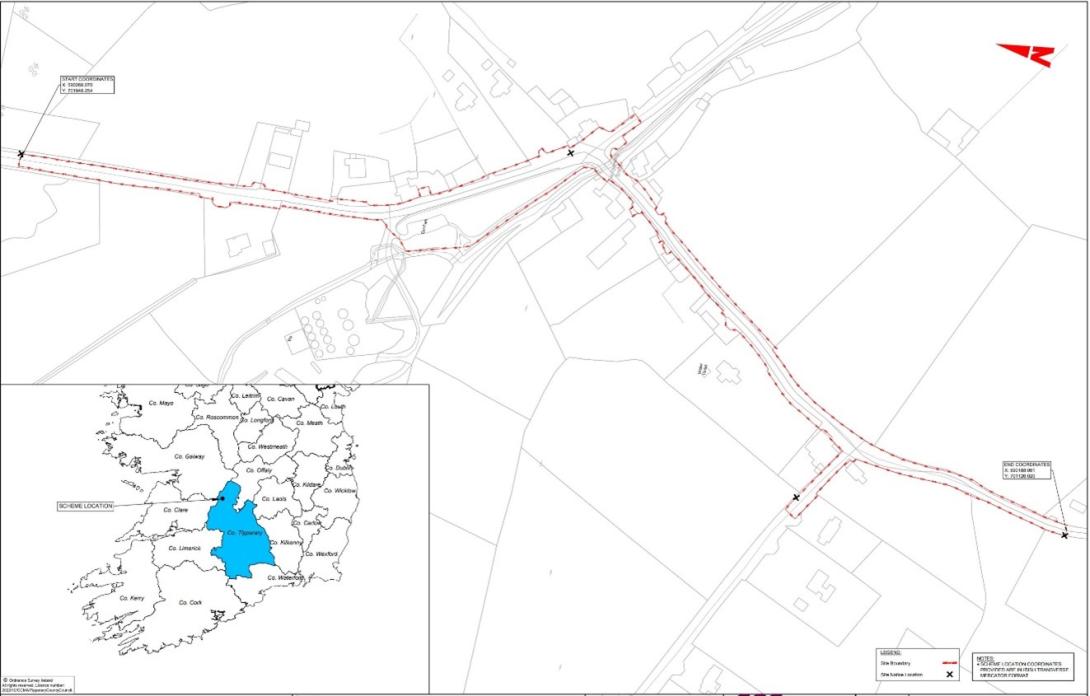 Map of the N65 Carrigahorig Village Pavement Scheme